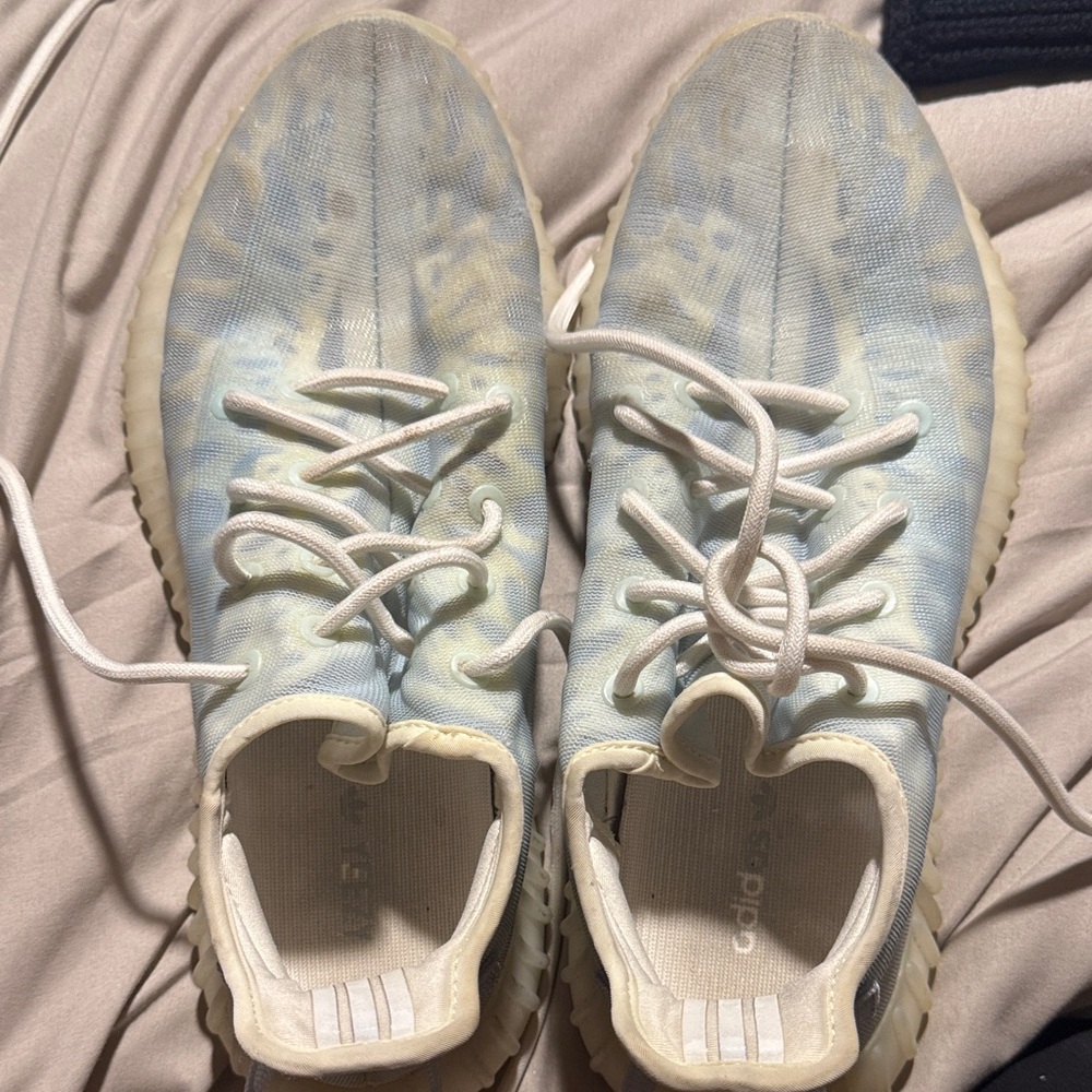Adidas Yeezy boost Light Blue and Cream Sneakers
